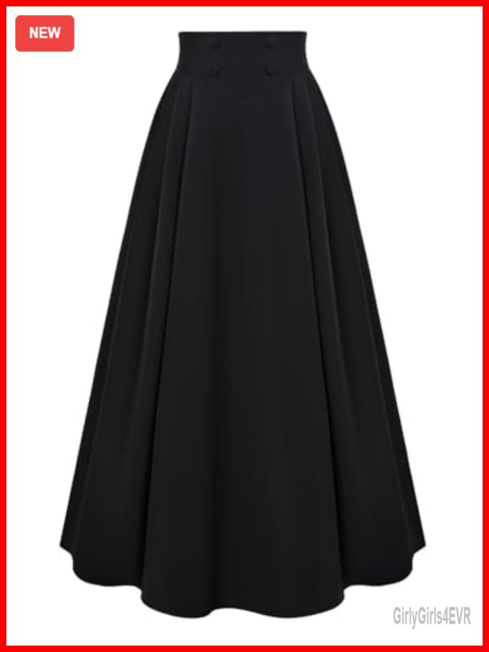 Women High Waisted A-Line Maxi Skirt Faux Button Side Pockets Long Flowy